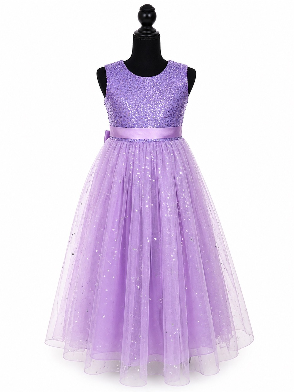 Girls' Lavender Sequin Tulle Party Dress